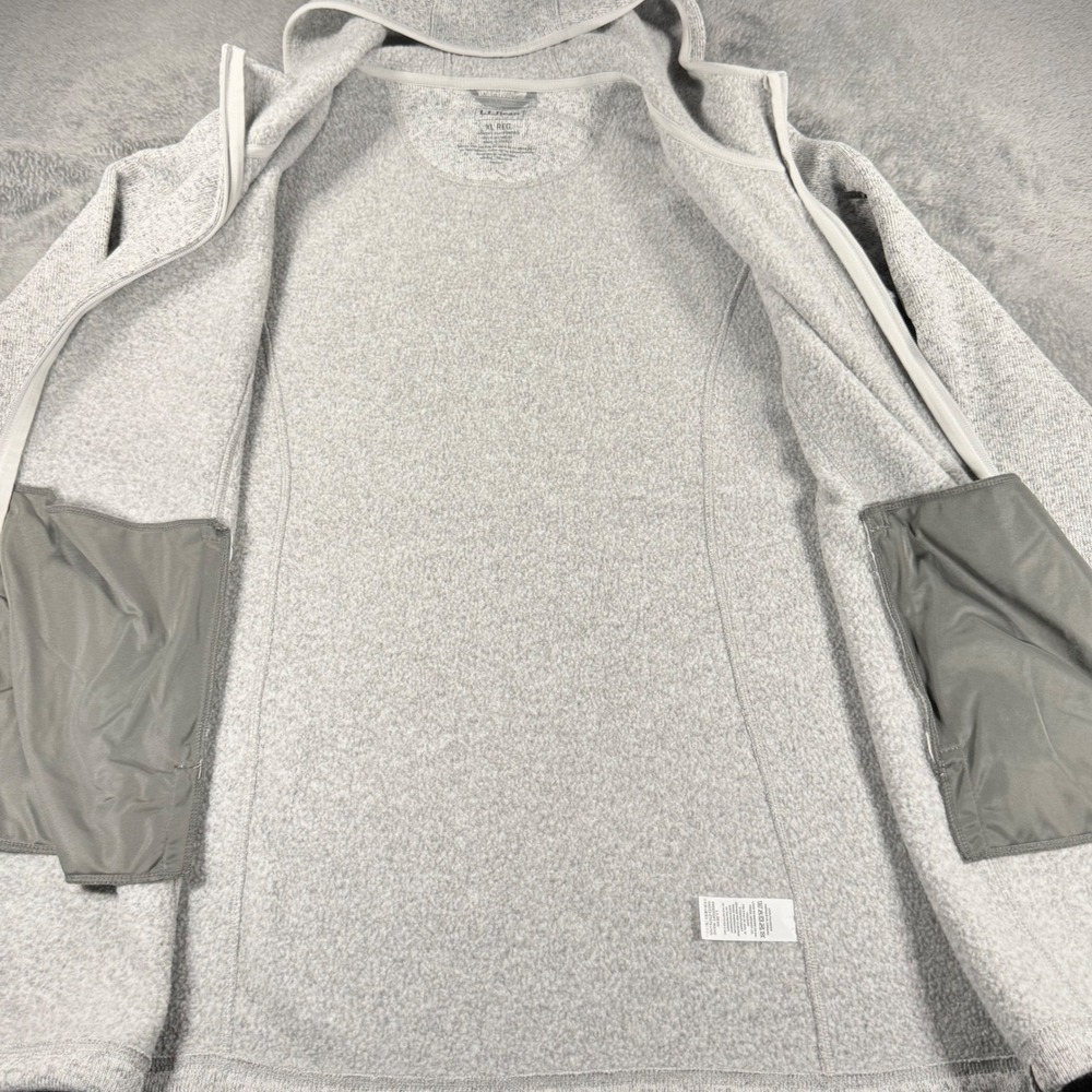 LL Bean Womens XL Sweater Fleece Full Zip Hoodie Light Gray Heather - Picture 4 of 9